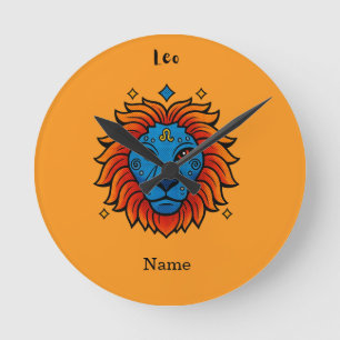 Horloge Ronde Signe du zodiaque Lion Pop Art - Illustration rétr