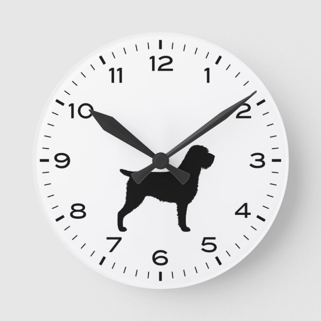 Horloge Ronde Silhouette À poils durs allemande Pointer Dog (Recto)