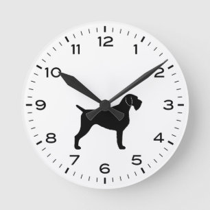 Horloge Ronde Silhouette À poils durs allemande Pointer Dog