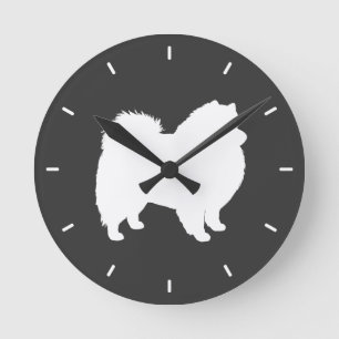 Horloge Ronde Silhouette américaine de chien esquimau
