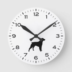 Horloge Ronde Silhouette bretonne de chien espagnol