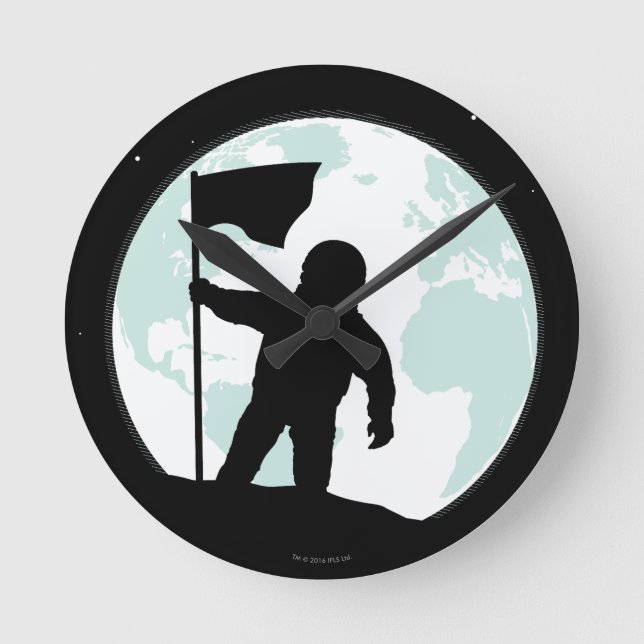 Horloge Ronde Silhouette d'astronaute (Recto)