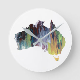 Horloge Ronde Silhouette d'Australie colorée