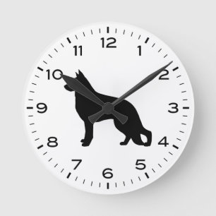 Horloge Ronde Silhouette de chien berger allemand