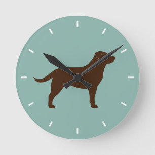 Horloge Ronde Silhouette de Labrador Retriever Chocolat