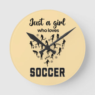 Horloge Ronde Silhouette filles jouant au football