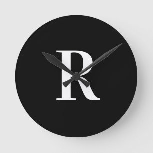 Horloge Ronde Simple Monogramme noir et blanc