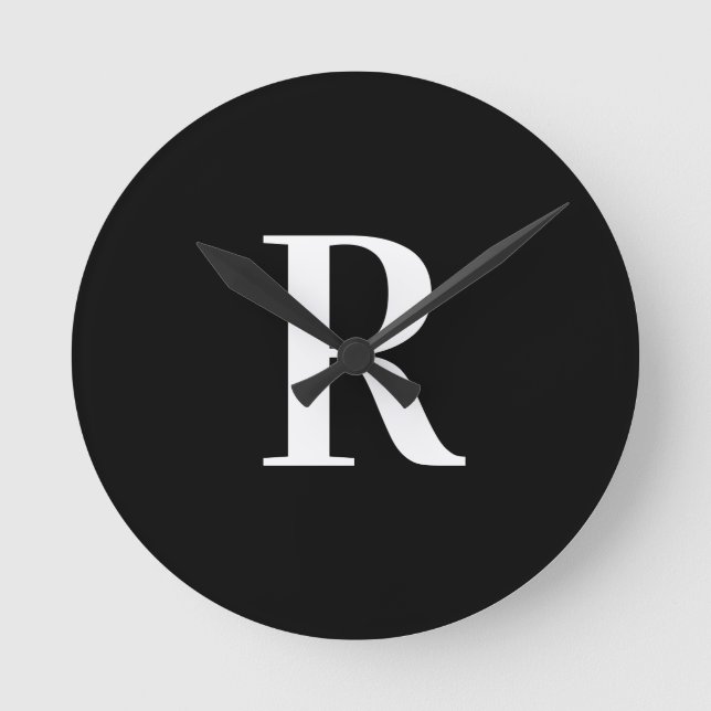Horloge Ronde Simple Monogramme noir et blanc (Recto)