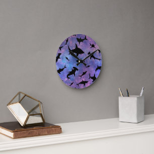 Horloge Ronde Simple requin mâchoires baleine motif de galaxie o