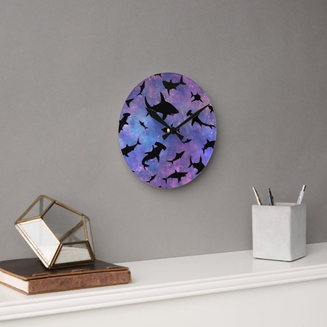 Horloge Ronde Simple requin mâchoires baleine motif de galaxie o (Bureau)