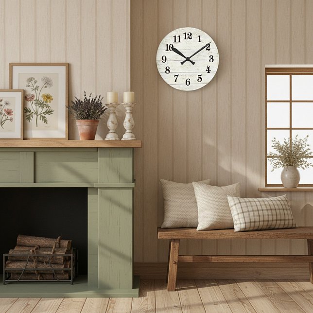 Horloge Ronde Simples bois blanc, 2 heures sur 24 (Créateur téléchargé)