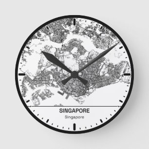 Horloge Ronde Singapore Clock City Line Art