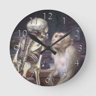 Horloge Ronde Singe Avant Squelette