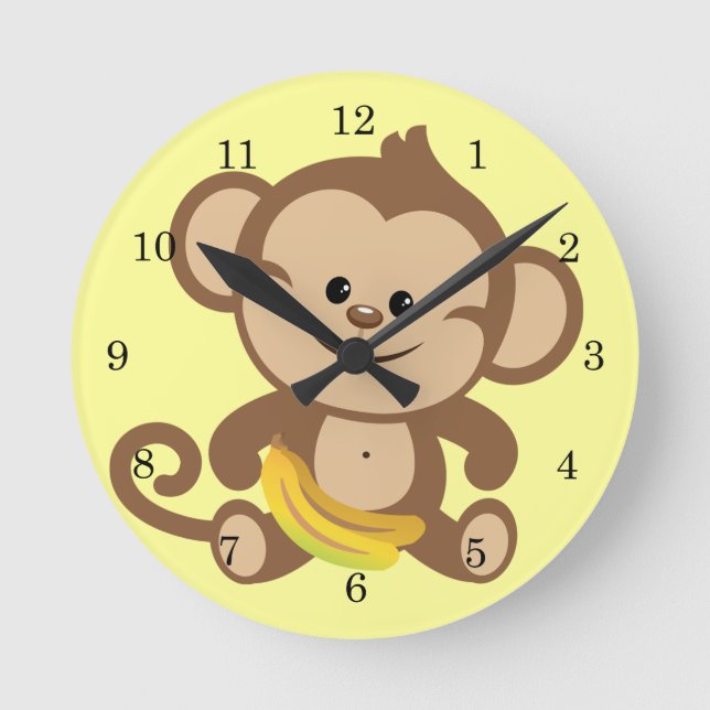 Horloge Ronde Singe de garçon avec la banane (Recto)