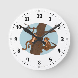 Horloge Ronde Singes escalade l'arbre 24 heures sur 24