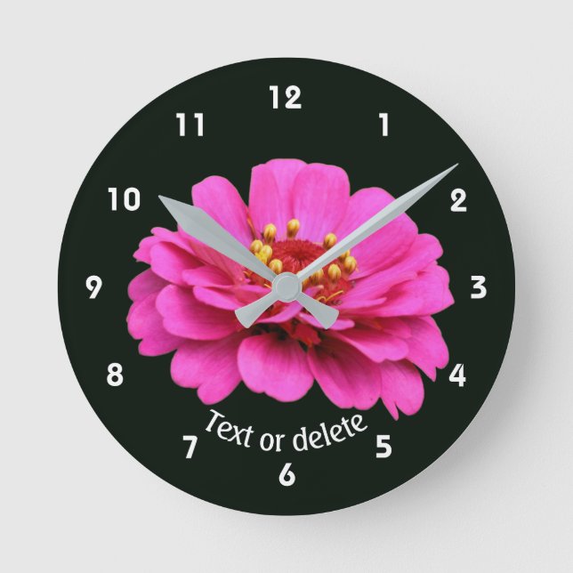 Horloge Ronde Single Pink Zinnia Flower Personalized (Recto)