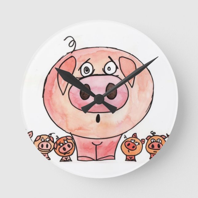 Horloge Ronde Six petits cochons (Recto)