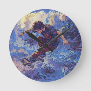 Horloge Ronde Skateboard Surfing - Skateboarder Design