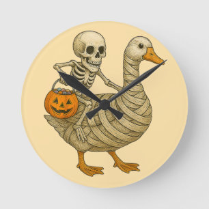 Horloge Ronde Skeleton équitation Maman Oie Halloween Drôle Citr