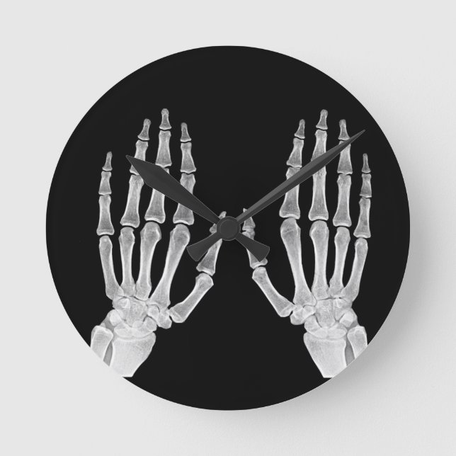 Horloge Ronde Skeleton Hands Xray Photo Anatomie humaine photo (Recto)