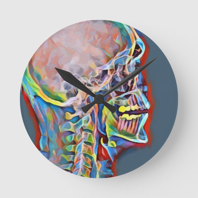 Horloge Ronde Skeleton humain Crâne Anatomie Abstraite Art (Recto)