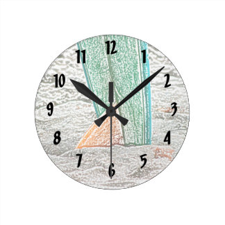Horloge Ronde sketch de surf sur le design de la mer de plage