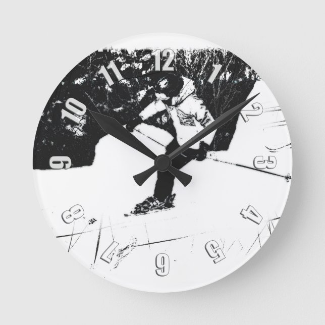 Horloge Ronde Ski de descente - Ski ! (Recto)