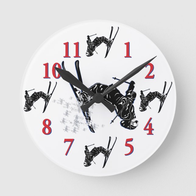 Horloge Ronde Ski de neige - Il est temps de skier (Recto)