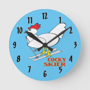 Horloge Ronde Skis cocheux