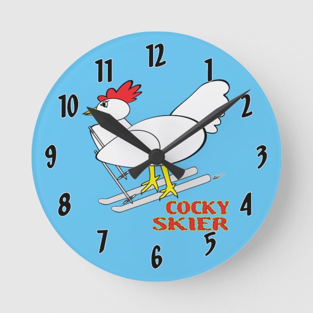 Horloge Ronde Skis cocheux (Recto)