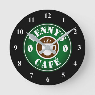 Horloge Ronde Small coffee shop wall clock with custom name