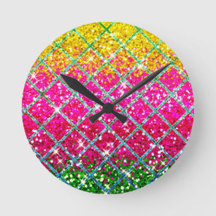 Horloge Ronde Snakeskin rose parties scintillant