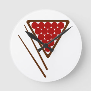 Horloge Ronde Snooker Rack and Snooker Cues