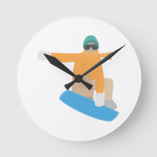 Horloge Ronde Snowboardeur