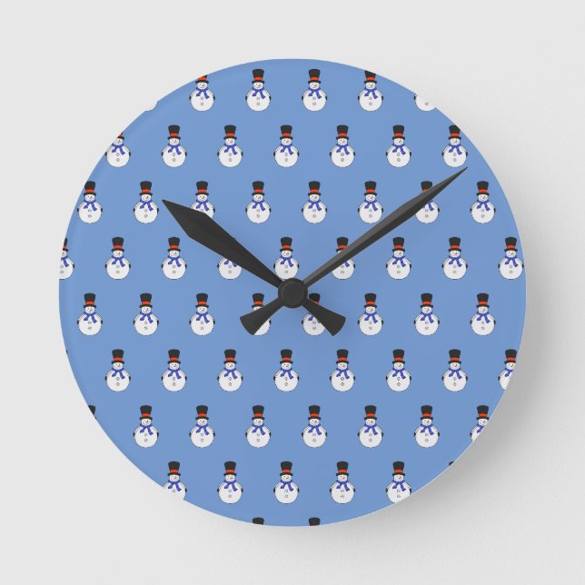 Horloge Ronde Snowman avec chapeau supérieur (Recto)