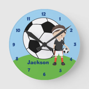 Horloge Ronde Soccer Ball Personalized Boys