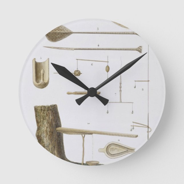 Horloge Ronde Société Îles : pangas, hameçons de pêche et autres (Recto)
