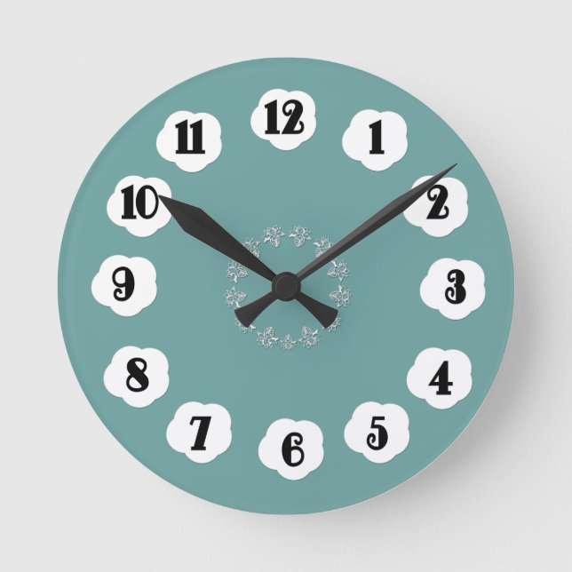 Horloge Ronde Soft Teal with White Accents Wall Clock (Recto)