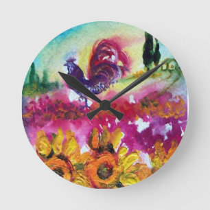 HORLOGE RONDE SOUFFLE ET ROOSTER NOIR
