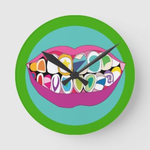 Horloge Ronde Sourire coloré de dents de dent de bureau de