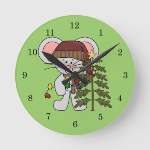 Horloge Ronde Souris de Noël décorant l'arbre
