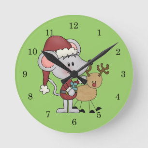 Horloge Ronde Souris de Noël et