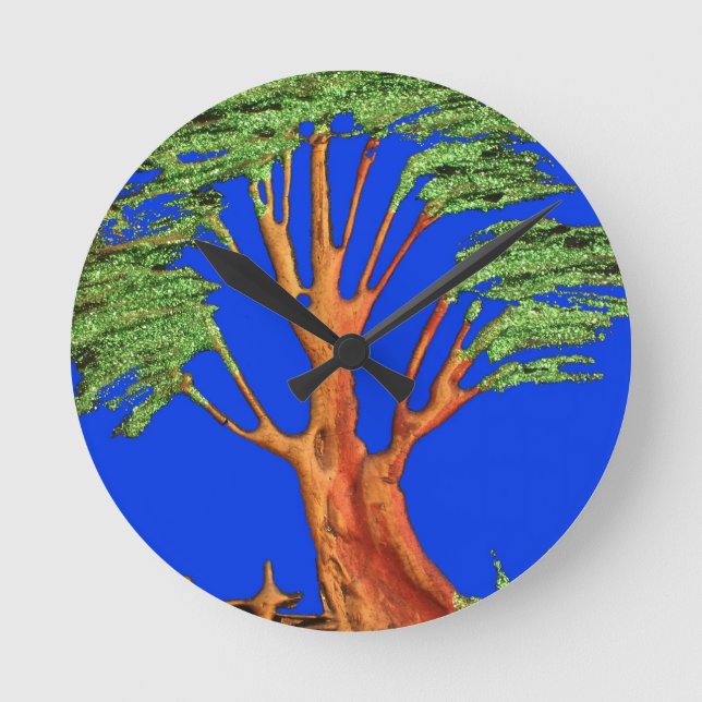 Horloge Ronde Sous le ciel bleu : La collection d'arbres Acacia (Recto)