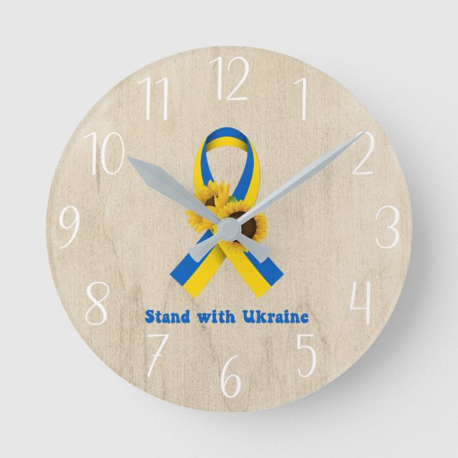 Horloge Ronde Soutenez Le Ruban De L'Ukraine  (Recto)