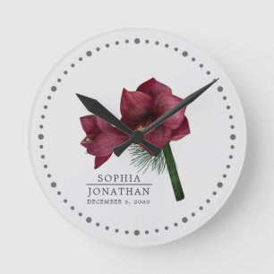 Horloge Ronde Souvenir floral bordeaux am