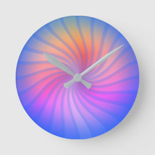 Horloge Ronde Spirale arc-en-ciel bleu 
