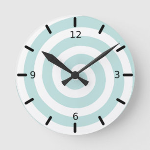 Horloge Ronde Spirale concentrique en sarcelle et blanc