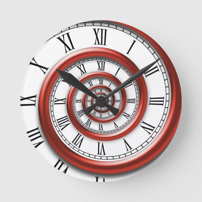 Horloge Ronde Spirale romaine - Rouge (Recto)