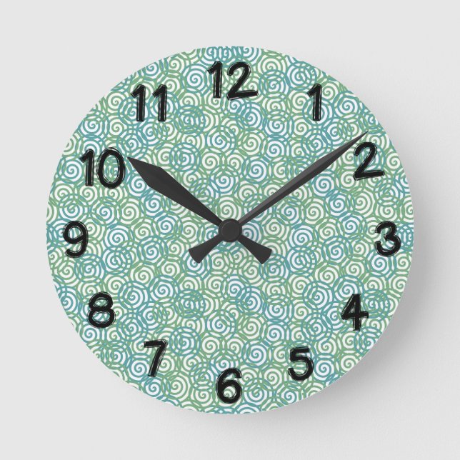Horloge Ronde Spirales Vert Bleu (Recto)