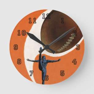 Horloge Ronde Sports Anciens, Joueur de Football Botant le Ballo